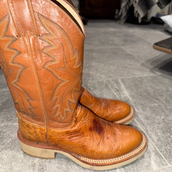 Women's Justin Tekno Crepe Western Boots with Tan Smooth Ostrich 7B - Picture 3 of 7